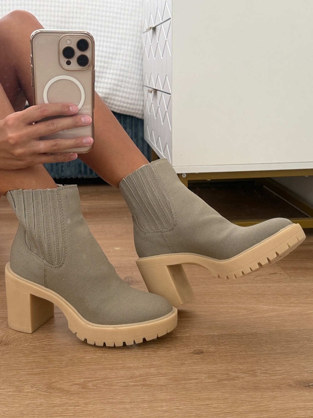 Dolce Vita Taupe Platform Lug Heel Ankle Boots